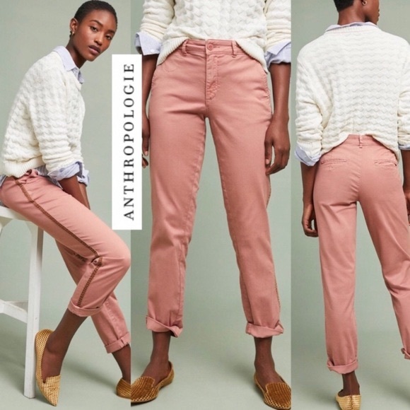Anthropologie Pants - Anthropologie relaxed chinos with tuxedo stripe